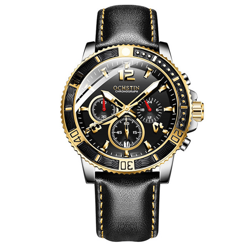 OCHSTIN GQ045B Business Style Men Wrist Watch Leather Watch Band Quartz Watch - MRSLM