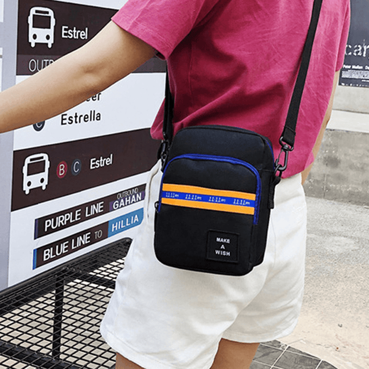 Men and Women Crossbody Bag Color Block Zipper Bags Waterproof for Travel - MRSLM