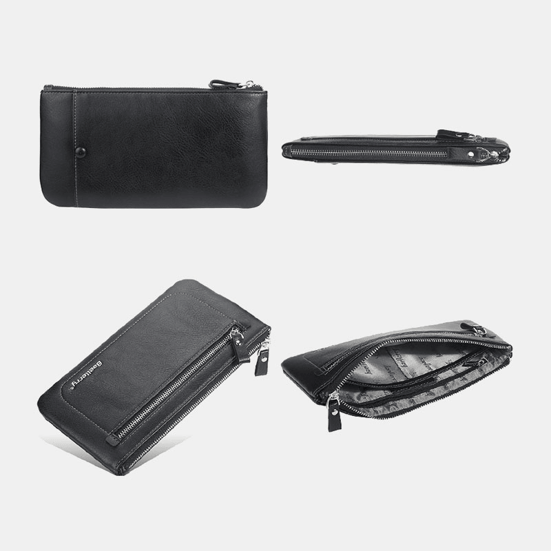 Baellerry Men Faux Leather Business Multifunction Multi-Slot 6.3 Inch Phone Bag Long Wallet Clutch Wallet - MRSLM