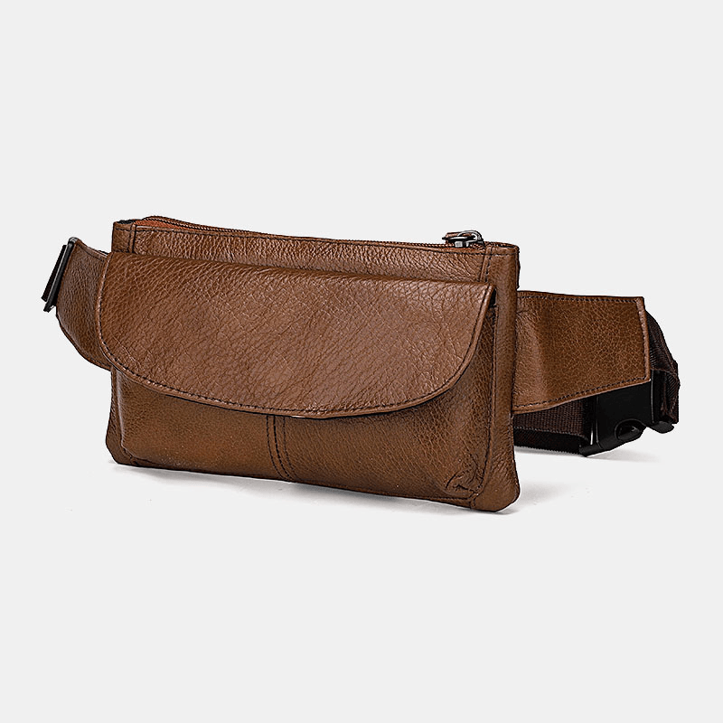 Men Genuine Leather Multi-Pocket Anti-Theft Multifunctional Crossbody Bag Chest Bag Sling Bag - MRSLM
