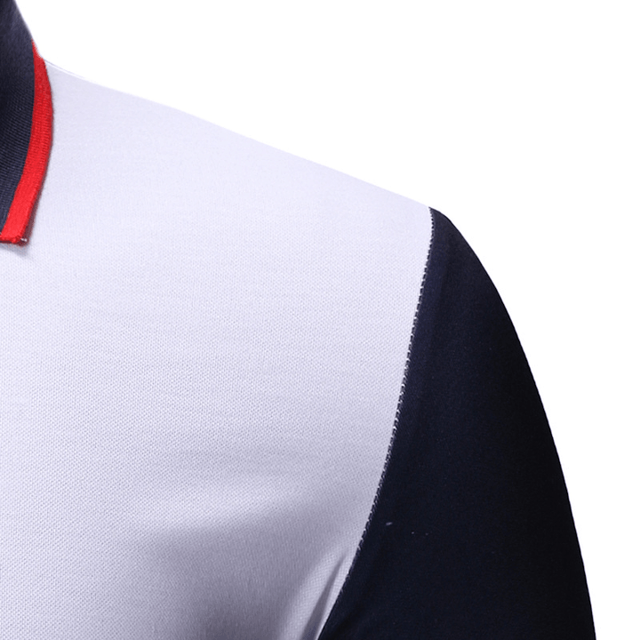 Men Color Block Muscle Fit Short Sleeve Golf Shirt - MRSLM