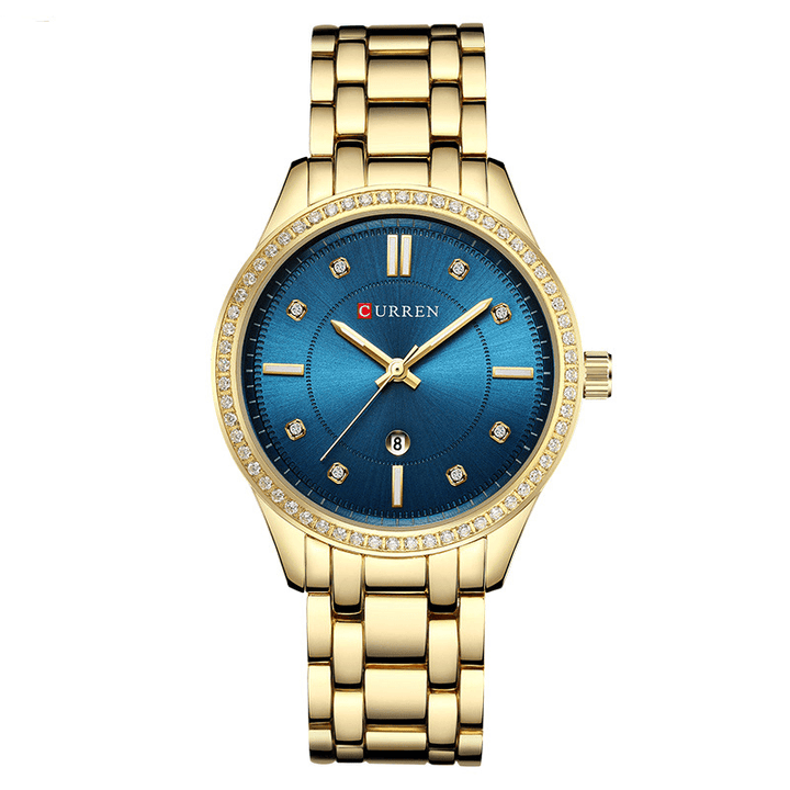 CURREN 9010 Waterproof Crystal Elegant Design Women Wrist Watch Date Display Quartz Watch - MRSLM