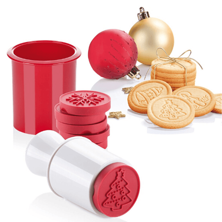 6Pcs Christmas Cookie Stamp Biscuit Mold Cookie Plunger Cutter DIY Baking Mold - MRSLM