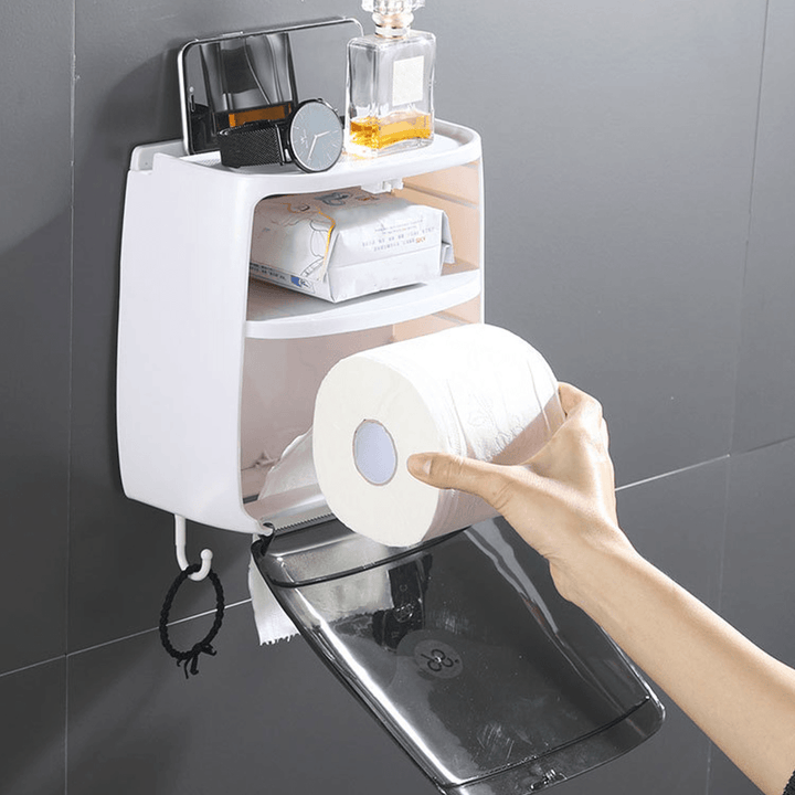 Waterproof Toilet Roll Paper Tissue Box Holder Bathroom Kitchen Wall Mounted - MRSLM