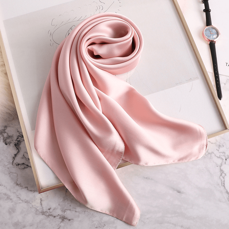 Women'S Decorative Spring and Autumn All-Match Solid Color Thin Silk Scarf - MRSLM