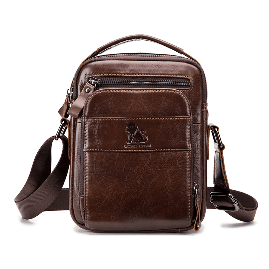 Vintage Genuine Leather Business Bag Shoulder Bag Crossbody Bag for Men - MRSLM