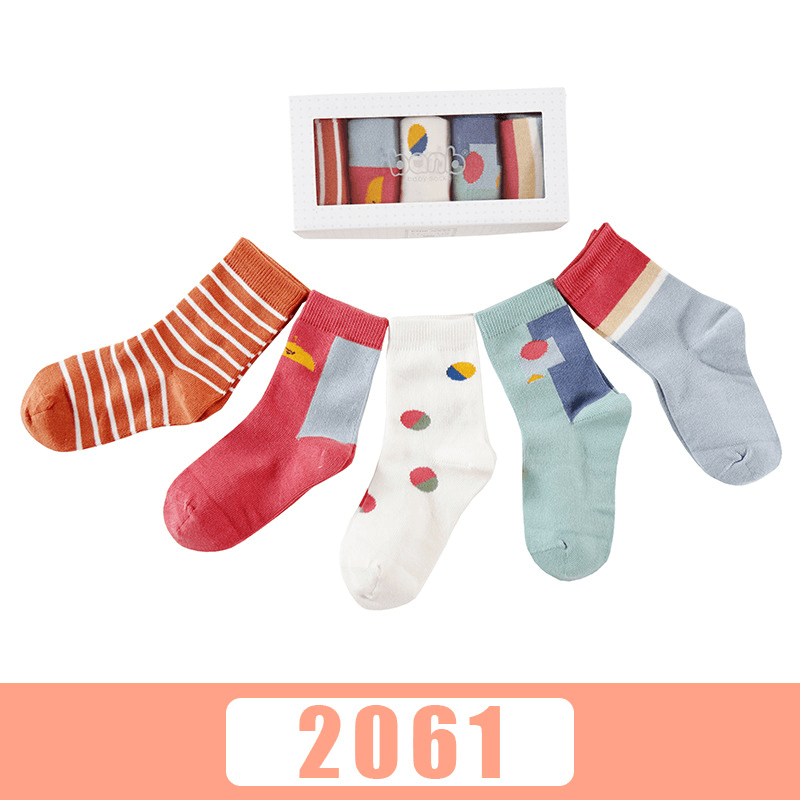 Five Pairs of Breathable Cartoon Baby Socks in Autumn and Winter - MRSLM