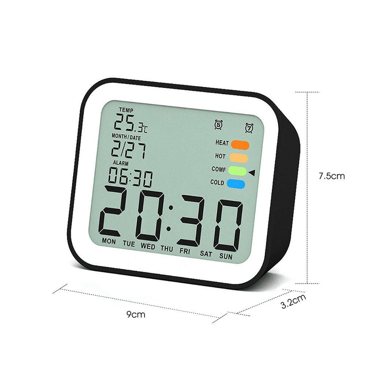 DC-13 Digital Alarm Clock Black Optional Snooze Function Travel Clock Home Travel - MRSLM
