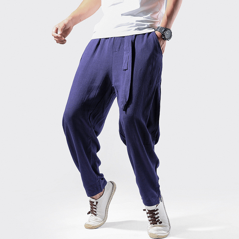 Linen Pants Chinese Style Casual Loose Large Size Harem Pants - MRSLM
