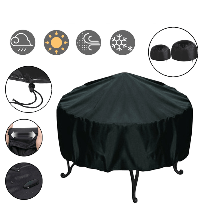 BBQ Gill Cover Waterproof UV Protector Gas Charcoal Burner round Cover Outdoor Camping Picnic - MRSLM