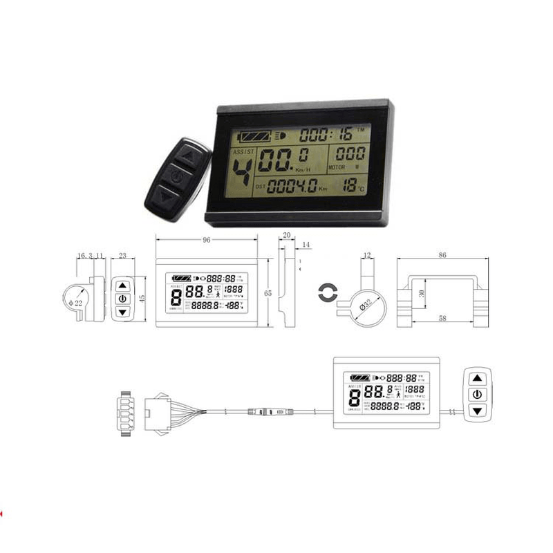 RISUNMOTOR 24V/36V/48V/60V/72V LCD3 Display Meter Control Panel E-Bike DIY Conversion Kit Parts - MRSLM