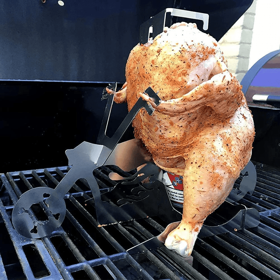 Chicken Stand Funny American Motorcycle BBQ Steel Rack Tools Funny Roast Chicken Rack Grilling Roast Rack for Party Family Events Camping - MRSLM