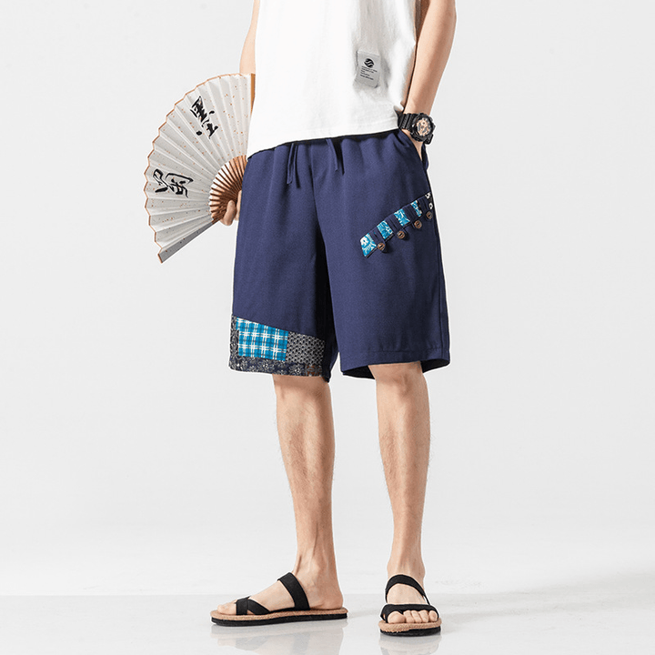 Men'S Pocket Stitching Color Beach Casual Straight Shorts - MRSLM
