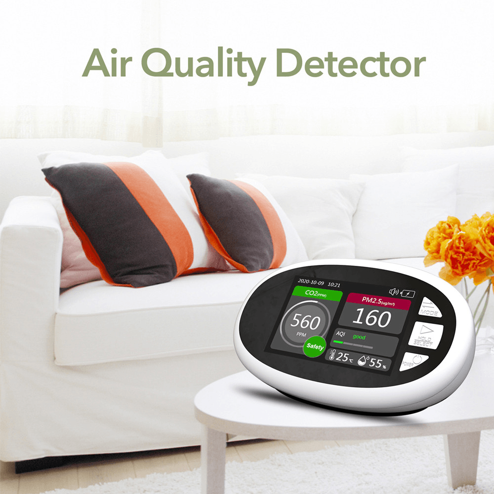 DM125 Portable Air Quality Analyzer CO2 PM2.5 PM1.0 PM10 3.5 Inch Air Quality Index AQI Temperature Humidity Detector - MRSLM
