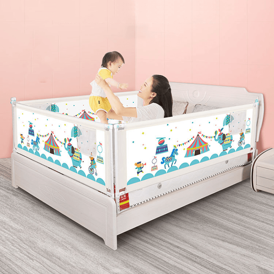 1.5/1.8/2M 8-Levels Adjustable Height Baby Bed Rail Fence Guardrail with Double Button Lock Toddler Safety Gate Children Protective Gears - MRSLM