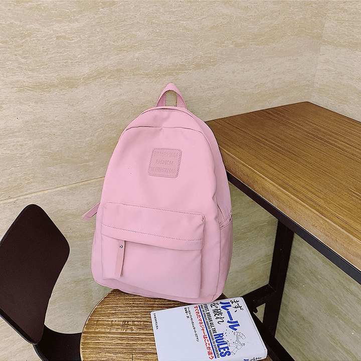 Women Girl Fasihon Nylon Solid Color Backpack - MRSLM