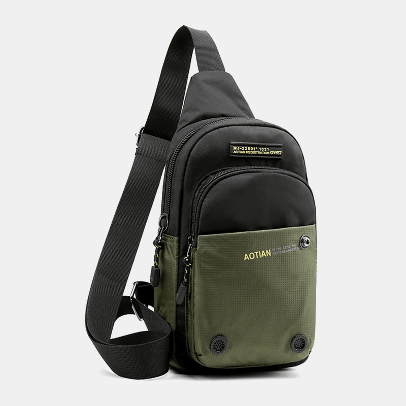 Men Fashion Multi-Color Nylon Waterproof Chest Bag Shoulder Bag - MRSLM