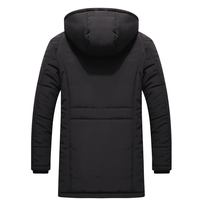 Mid-Length Men'S Cotton-Padded Jacket with Hood - MRSLM