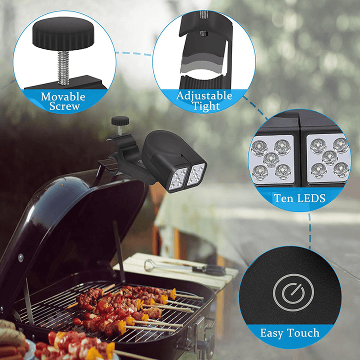 Portable BBQ Grill Light Waterproof LED Lights with Handle Mount Clip for Barbecue Grilling Outdoor Accessory - MRSLM