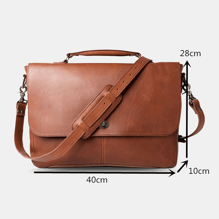 Men PU Leather Multifunction Vintage 15.6 Inch Laptop Anti-Theft Briefcase Messenger Bag Crossbody Bag - MRSLM