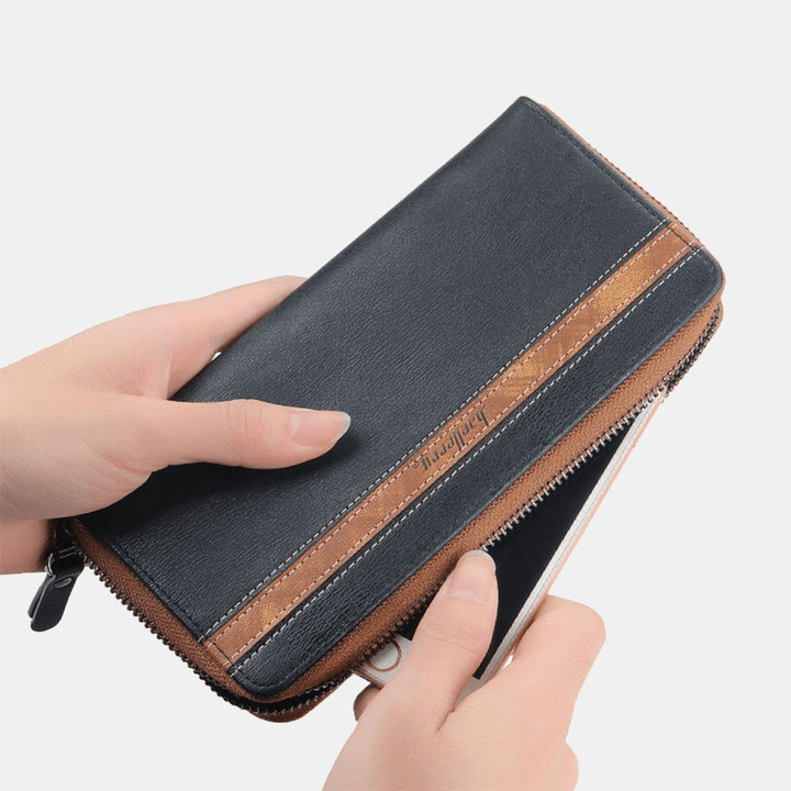Unisex Faux Leather Multifunction Zipper 6.3 Inch Phone Bag Clutch Wallet Multi-Slot Card Holder Wallet - MRSLM