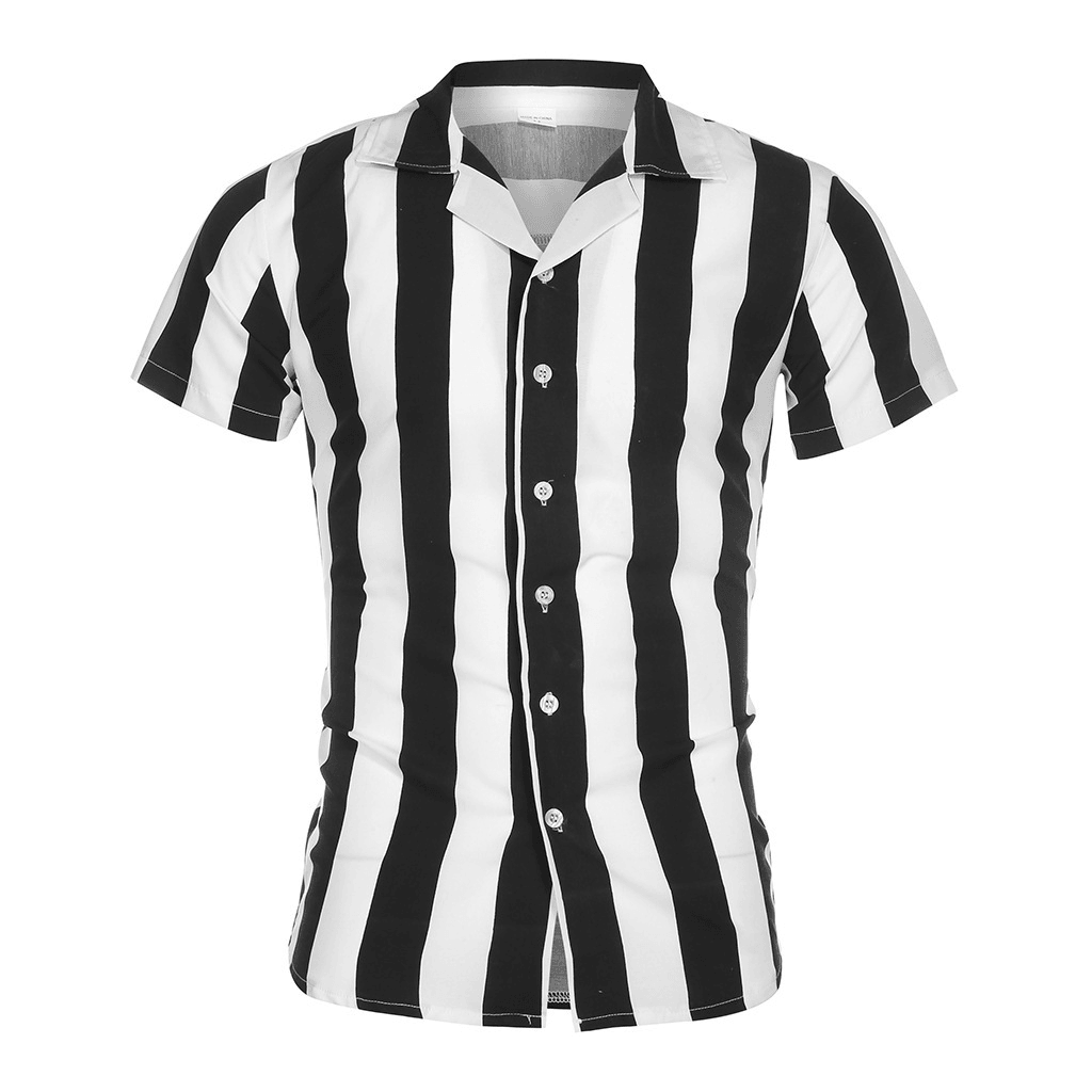 Men'S Shirt Men'S Short-Sleeved Mercerized Cotton Stripes - MRSLM
