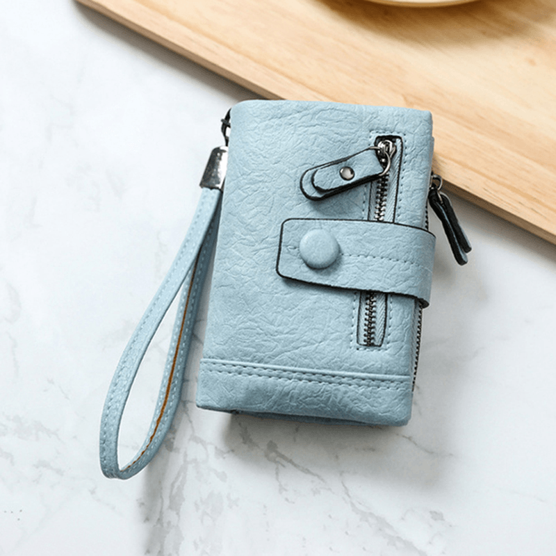 Women Faux Leather Stylish Short Wallet Card Holder - MRSLM