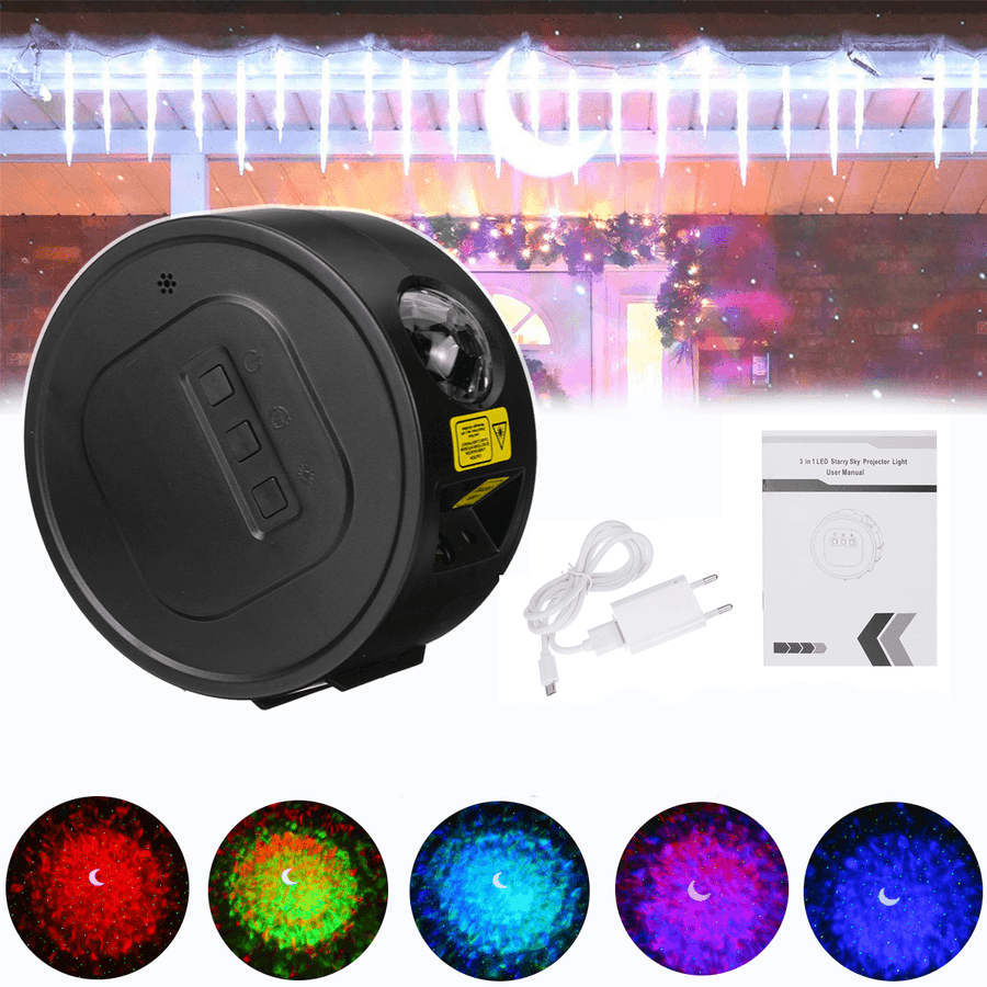 USB LED Star Projector Night Light 6 Colors Ocean Wave Galaxy Projection Lamp - MRSLM