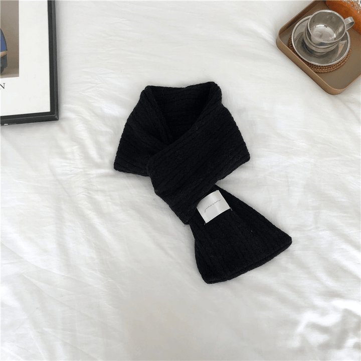 Pure Color Cashmere Knitted Thickened Cross Warm Scarf - MRSLM