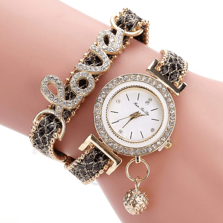 Deffrun Pendant Women Bracelet Watch Crystal Fashion Style Full Alloy Quartz Watch - MRSLM