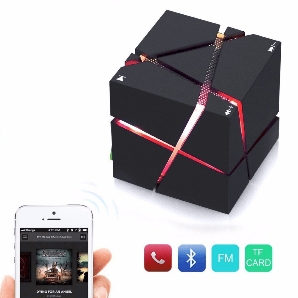 Cube Bluetooth Speaker Creative Colorful Night Lights Mobile Phone Audio Portable Mini Wireless HF Speaker Birthday Gift - MRSLM