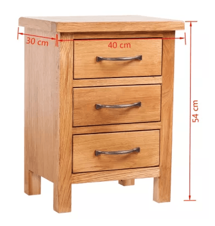 Solid Oak Wood Nightstand with 3 Storage Drawers Living Room Bedroom Stand Brown 15.7"X11.8"X21.3" - MRSLM