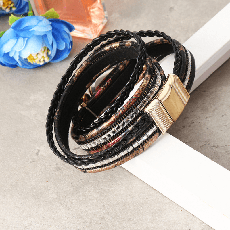 DUOYA Women Leather Band Winding Analog Laides Dress Bracelet Quartz Watch - MRSLM