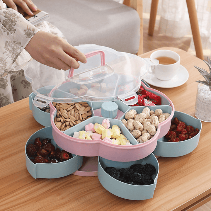 Double Layer Blooming Snack Box Floral Design Candy Food Storage Box - MRSLM