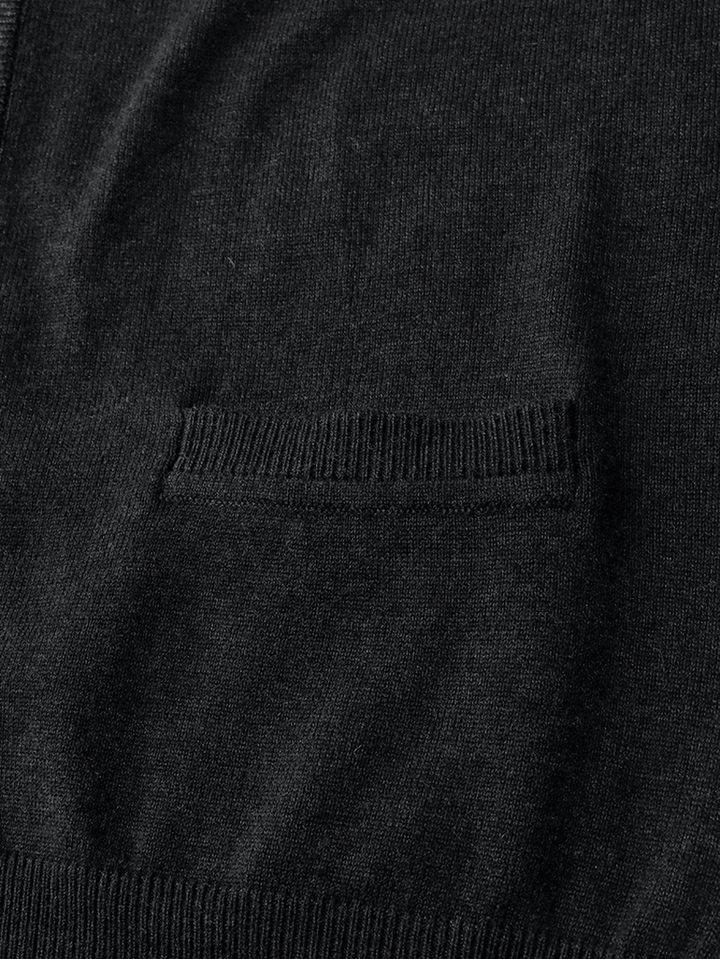 Mens Solid Color V-Neck Button Front Knit Woolen Casual Sleevless Vests - MRSLM