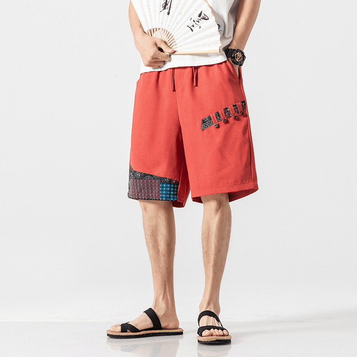 Men'S Pocket Stitching Color Beach Casual Straight Shorts - MRSLM