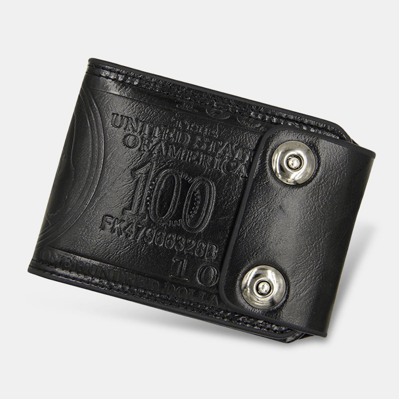 Men PU Leather Dollar Pattern Bifold Sort Multi-Card Slot Card Holder Coin Purse Wallet - MRSLM