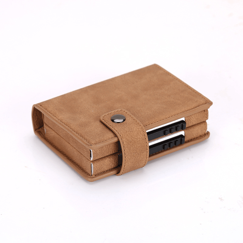 RFID Fashion Leather Card Holder Wallet Men Upgrade Double Box Money Bag - MRSLM