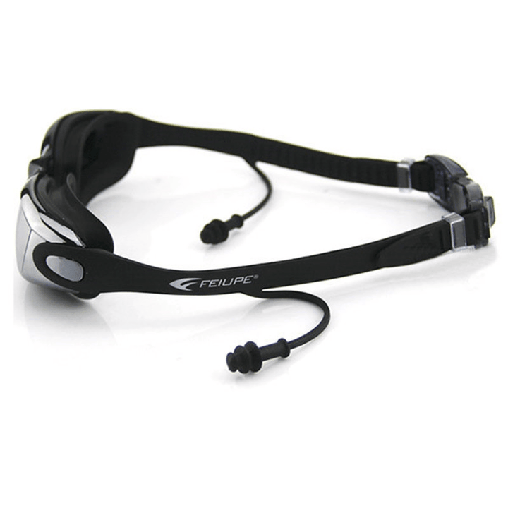 Swimming Goggles with Earplug Waterproof anti Fog Mirrored Large Frame HD Goggles for Men Women - MRSLM