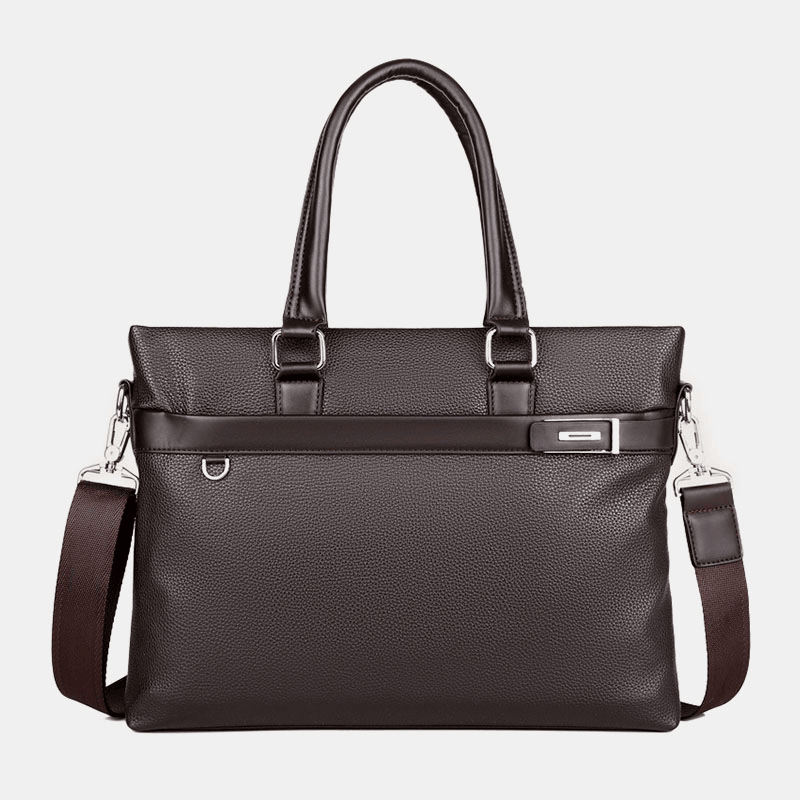 Men Faux Leather Business 15.6 Inch Laptop Bag Briefcases Handbag Crossbody Bag - MRSLM