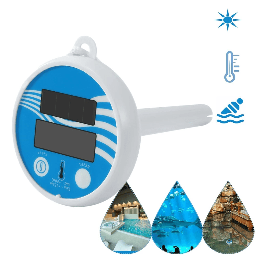 Solar Powered Digital Thermometer Wireless Pond Pool Floating LCD Display Swimming Pool Thermometer - MRSLM