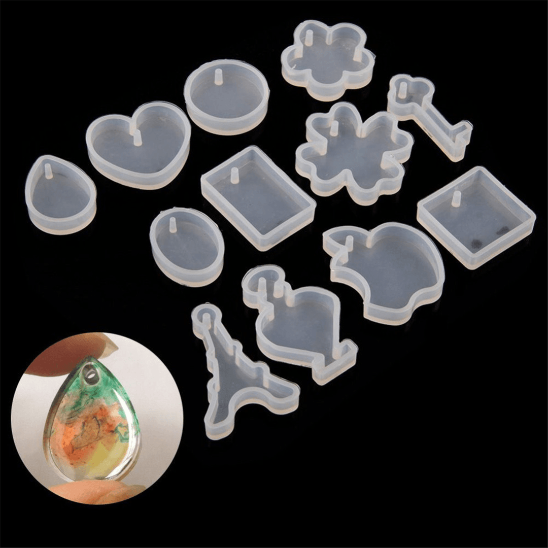 12 Patterns Silicone Mold Resin Pendant Jewelry Necklace Hand Crafts Making - MRSLM