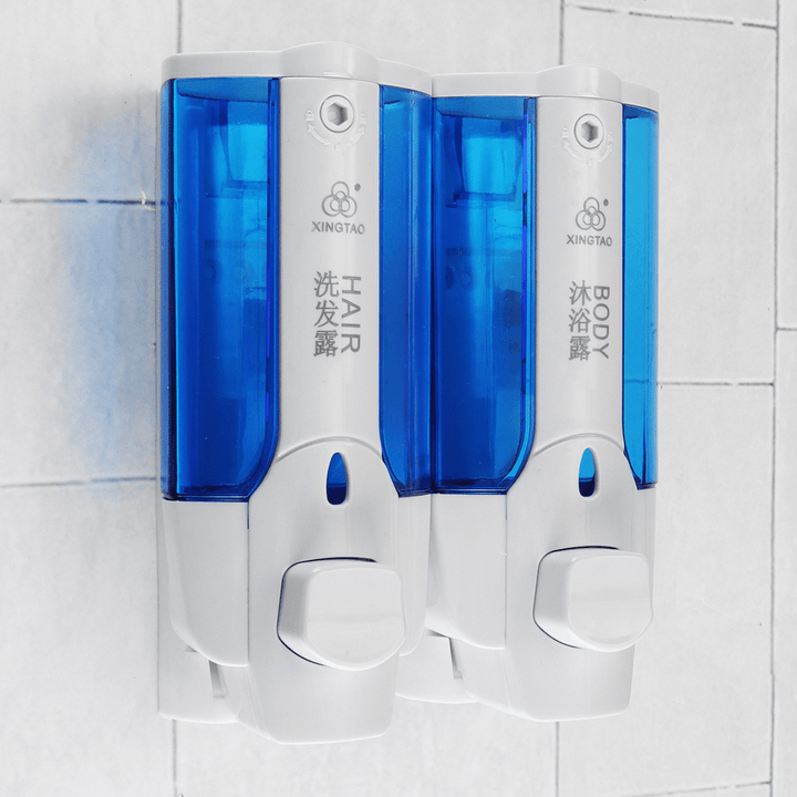 400Ml Single/Double Row Shower Soap Dispenser Wall Mounted Liquid Shampoo Plastic Bathroom Accessories Detergent - MRSLM