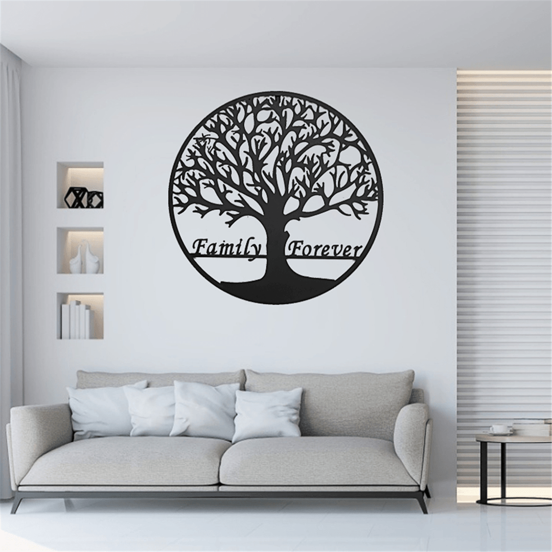 24In/60Cm Metal Tree Hanging Wall Art round Sculpture Family Forever Home Decoration - MRSLM