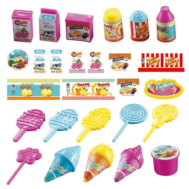 19 PCS Mini Candy Cart Detachable Ice Cream Shop Cart DIY Decoration Toys - MRSLM