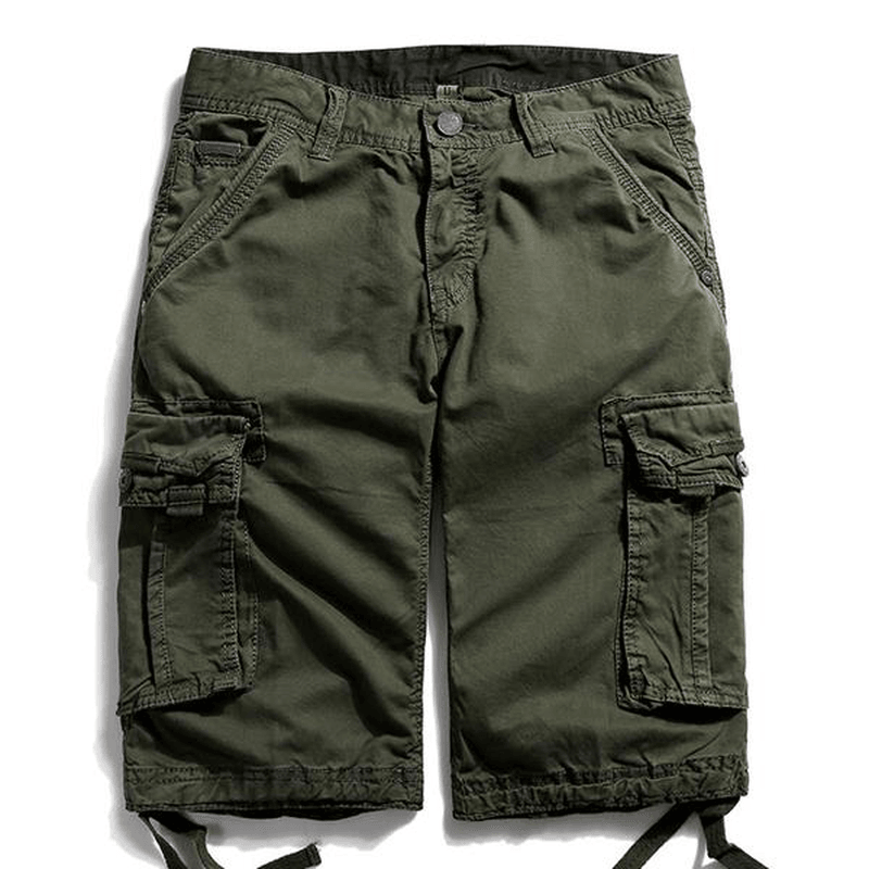 Outdoor Large Size Pure Cotton Washing Cargo Shorts Multi Pocket Casual Men'S Shorts - MRSLM