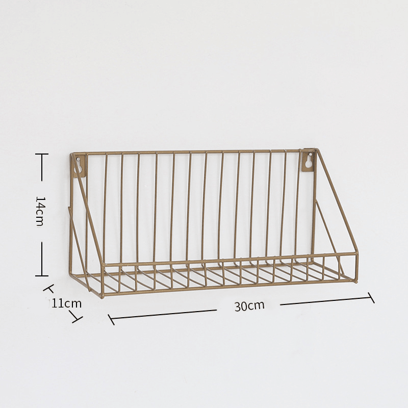 Wall Mounted Rustic Metal Wire Floating Storage Shelf Rack for Picture Frames Collectibles Decorative Items - MRSLM