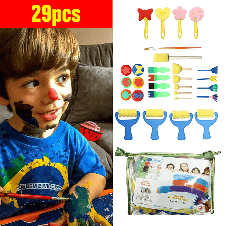 29Pcs/Set Manual Watercolor Drawing Set Pen for Early Childhood Education Painting - MRSLM