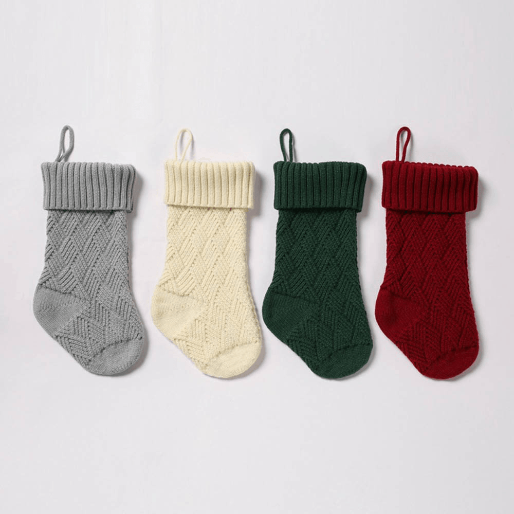 Knitted Christmas Socks Gift Bags Christmas Lingge Wool Sock - MRSLM
