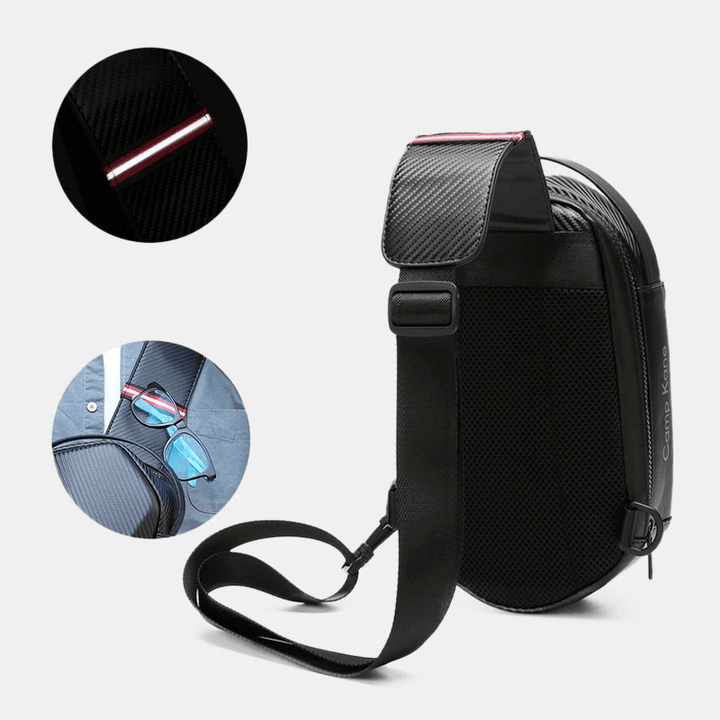 Men Hard Shell Multi-Layers USB Charging Chest Bag Safety Reflective Strip Large Capacity Waterproof Scratch-Resistant Crossbody Bags - MRSLM